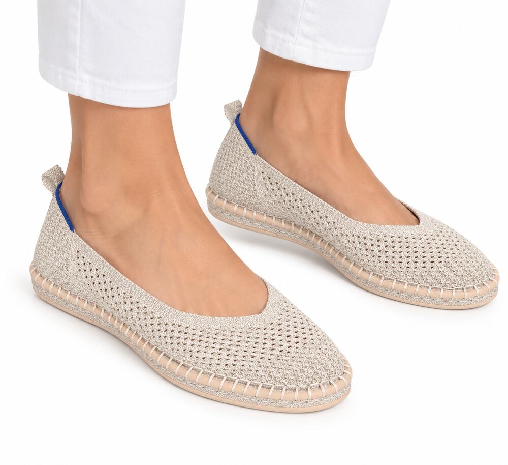 Rothy's The Espadrille Diamond Metallic Tan Size 9 Washable Slip On Shoes